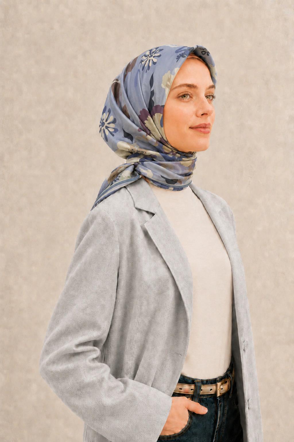 Harem Scarf Soft Pamuk Eşarp - Buz Mavisi 2