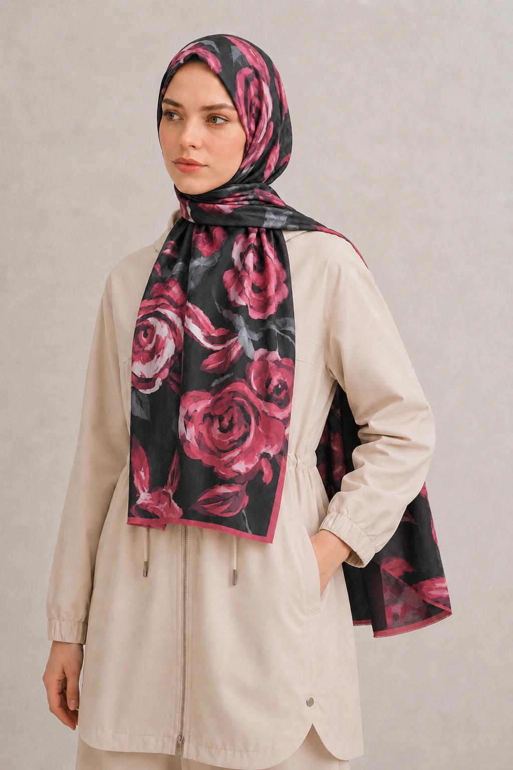Camellia Scarfs Bambu Crash Şal - Kırmızı 2