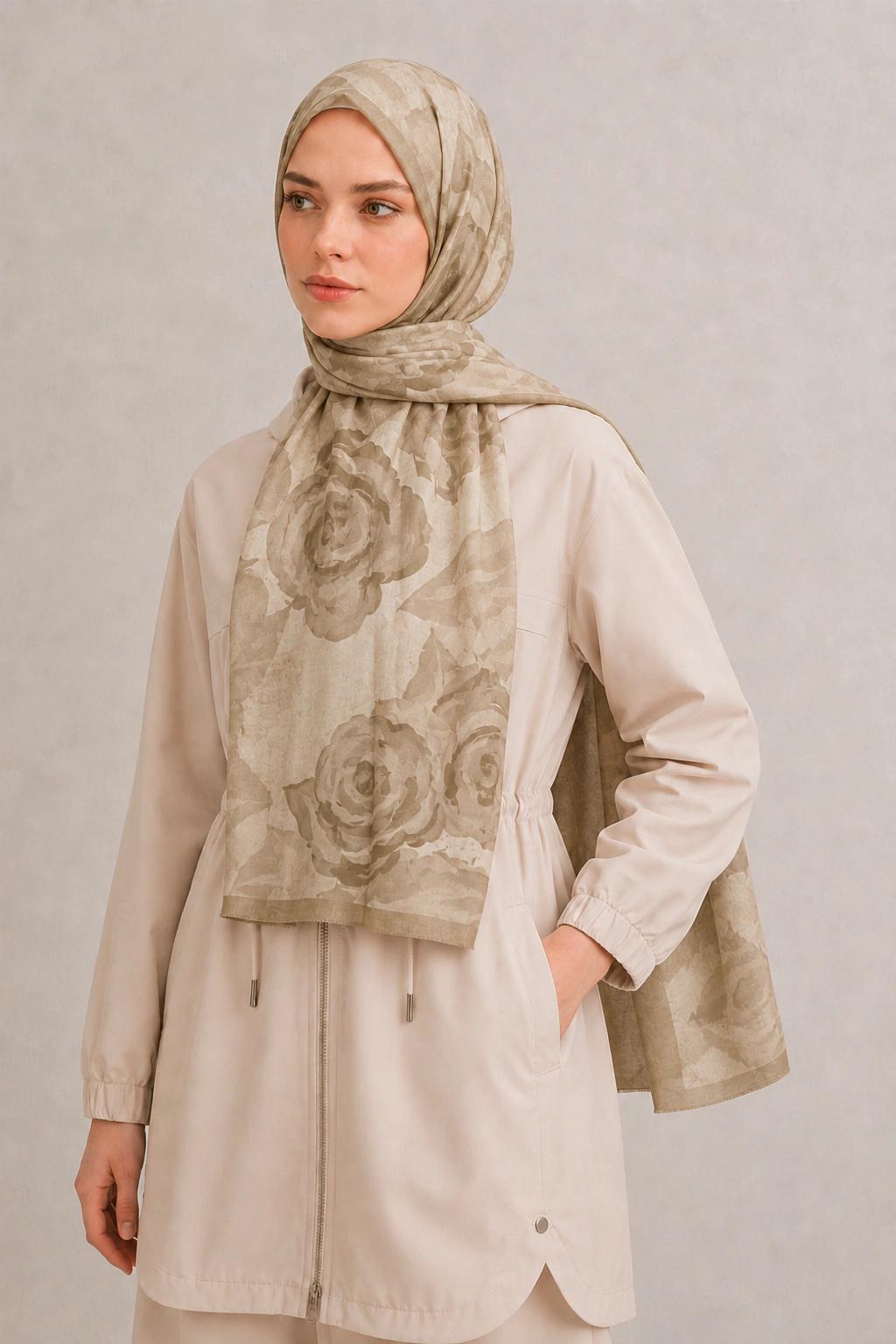 Camellia Scarfs Bambu Crash Şal - Kahverengi 2