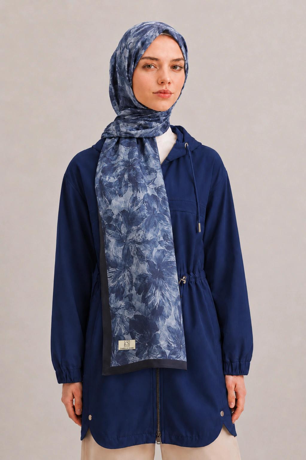 Camellia Scarf Rami Kumaş Şal - Bordo