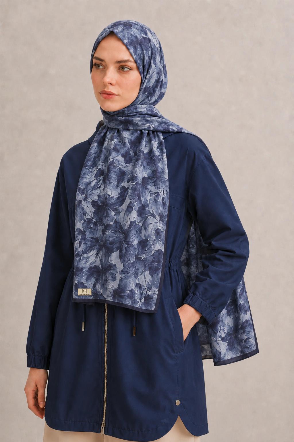 Camellia Scarf Rami Kumaş Şal - Bordo 2