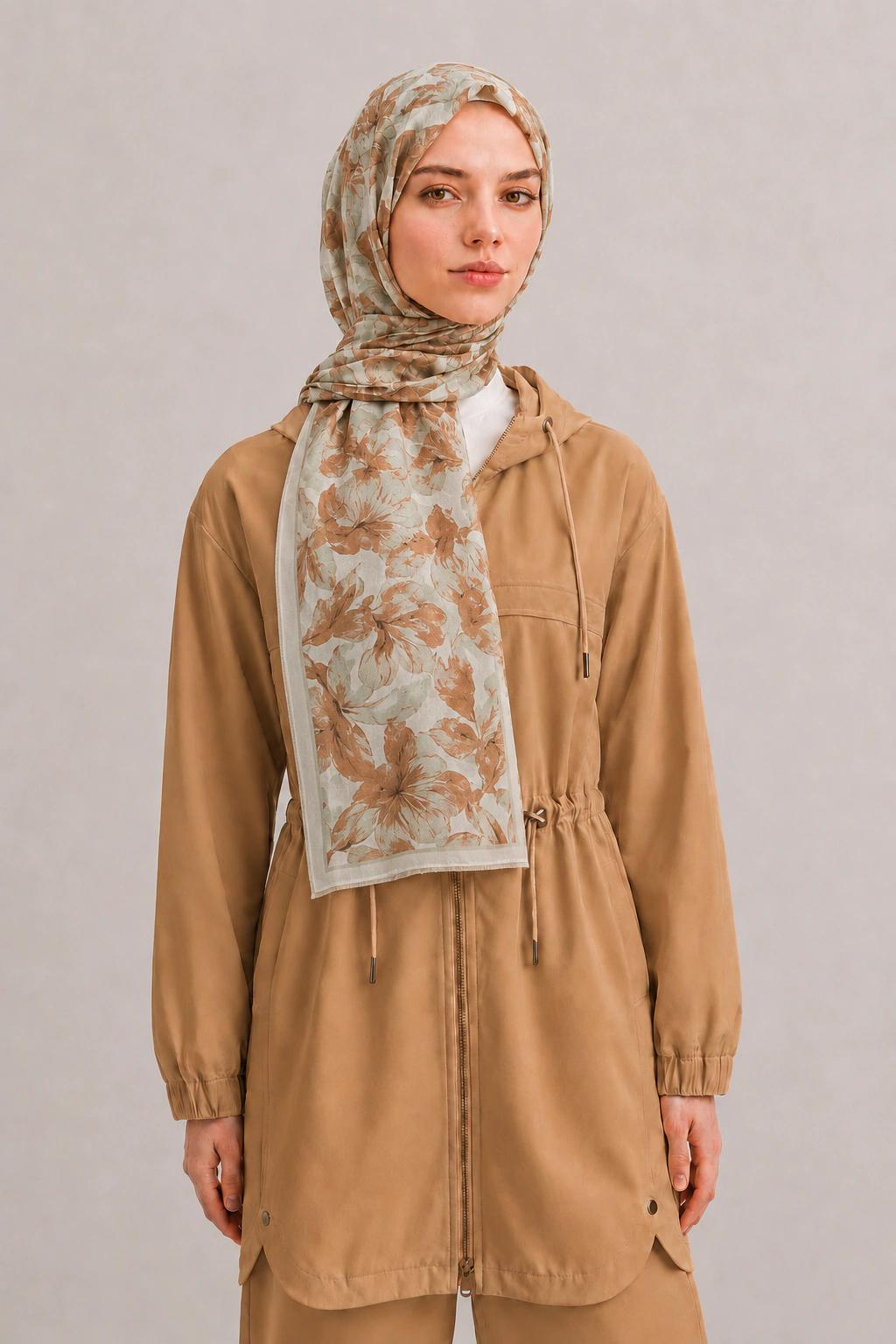 Camellia Scarf Rami Kumaş Şal - Pembe