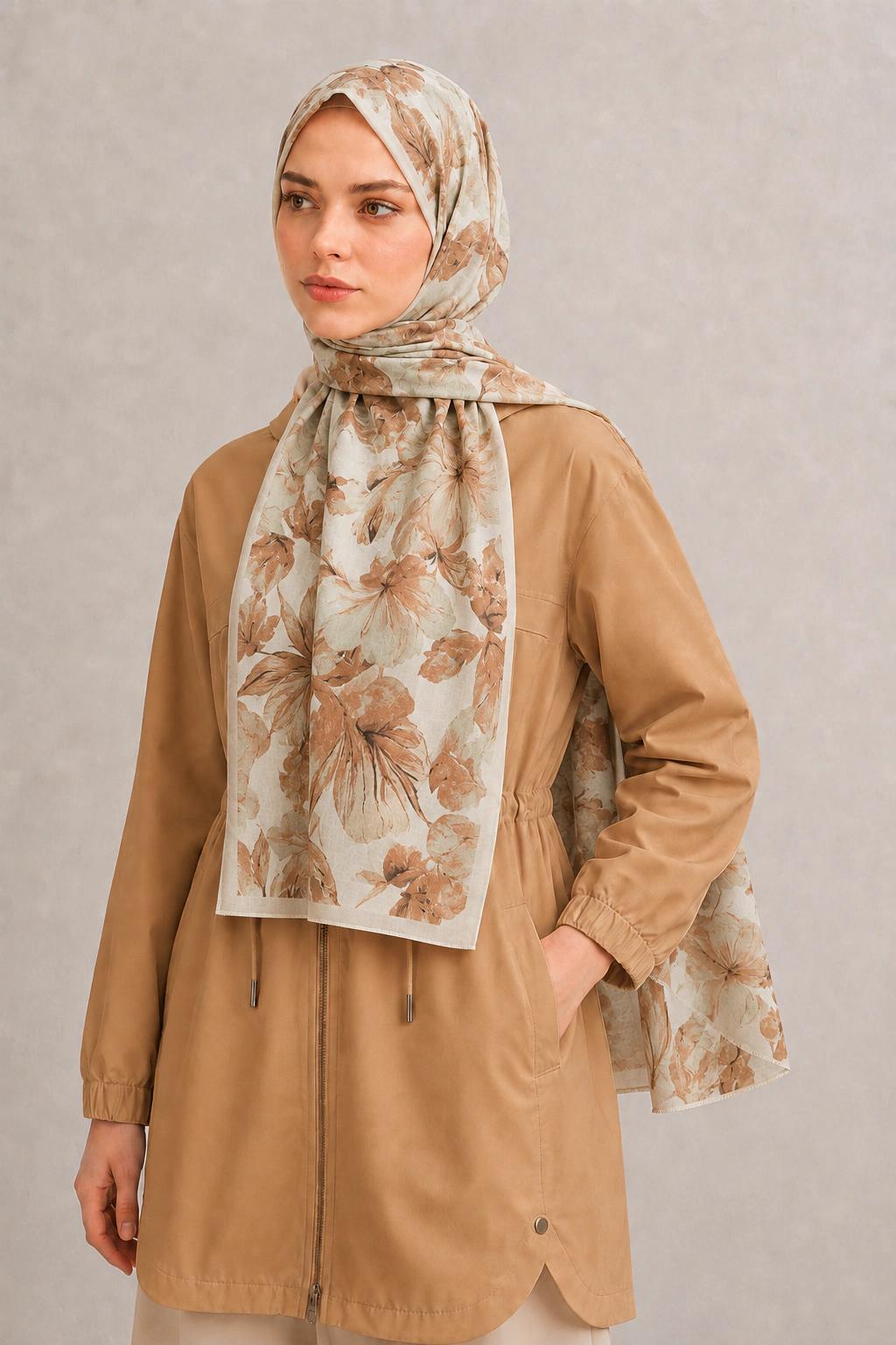 Camellia Scarf Rami Kumaş Şal - Pembe 2