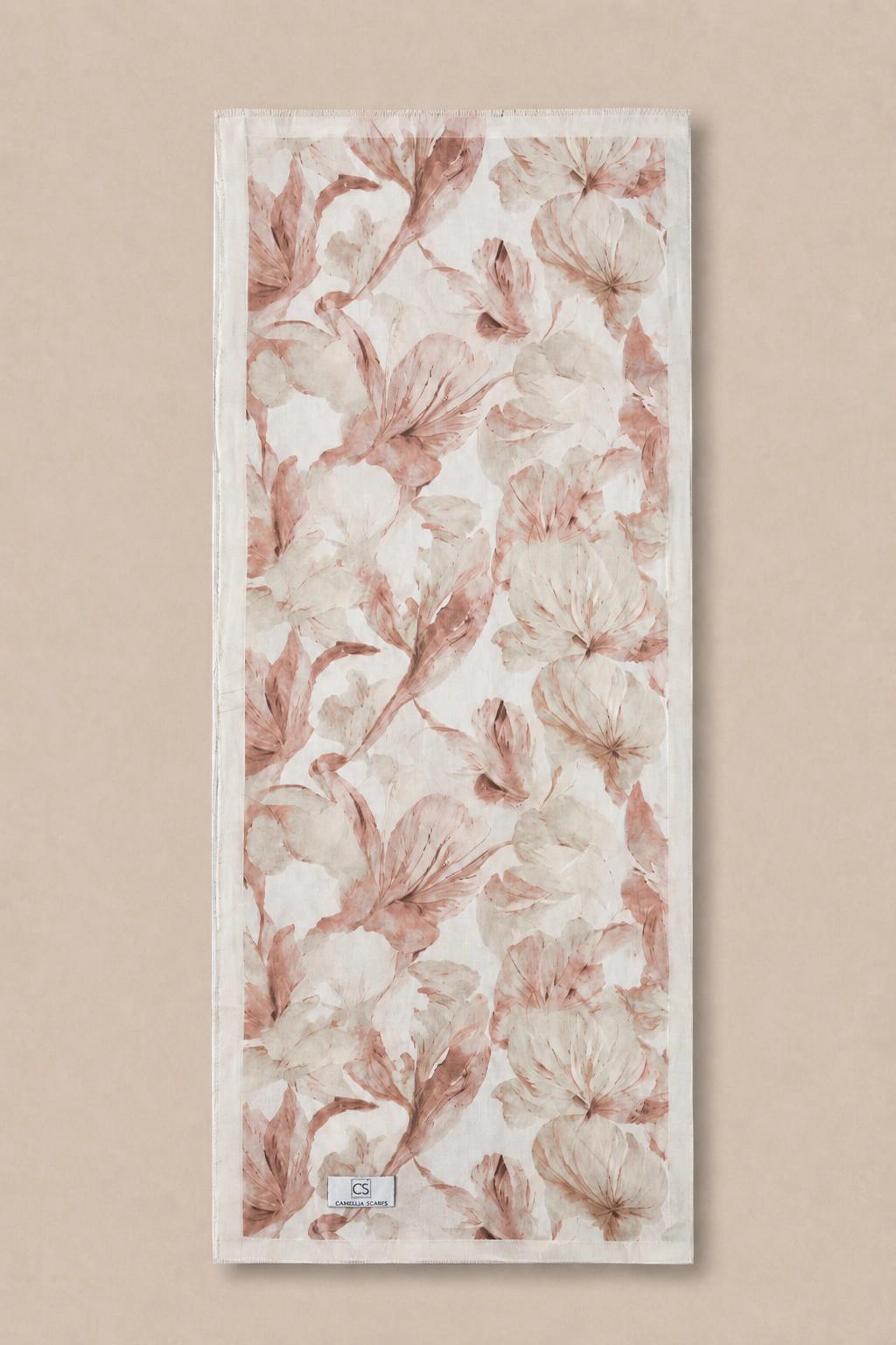 Camellia Scarf Rami Kumaş Şal - Bej 3