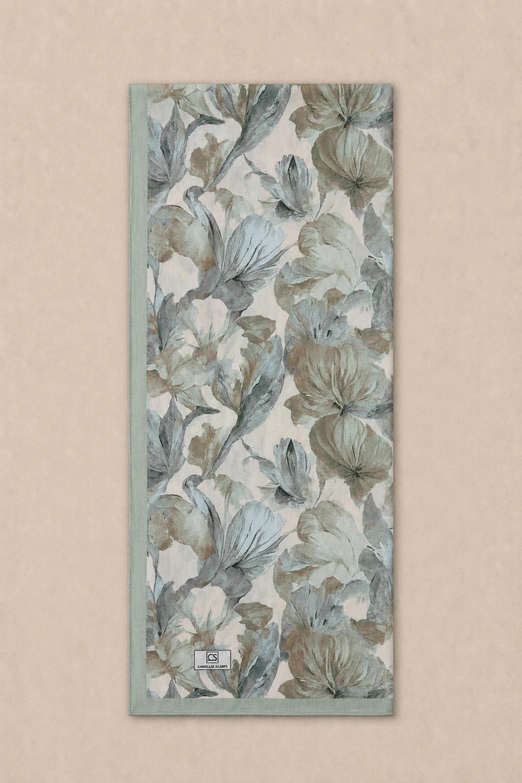 Camellia Scarf Rami Kumaş Şal - Adaçayı 3