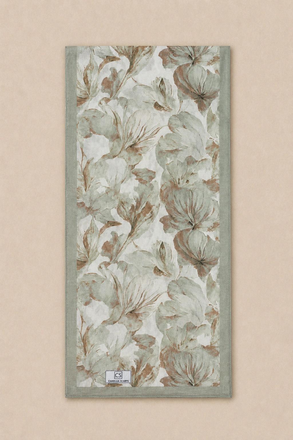Camellia Scarf Rami Kumaş Şal - Haki 3