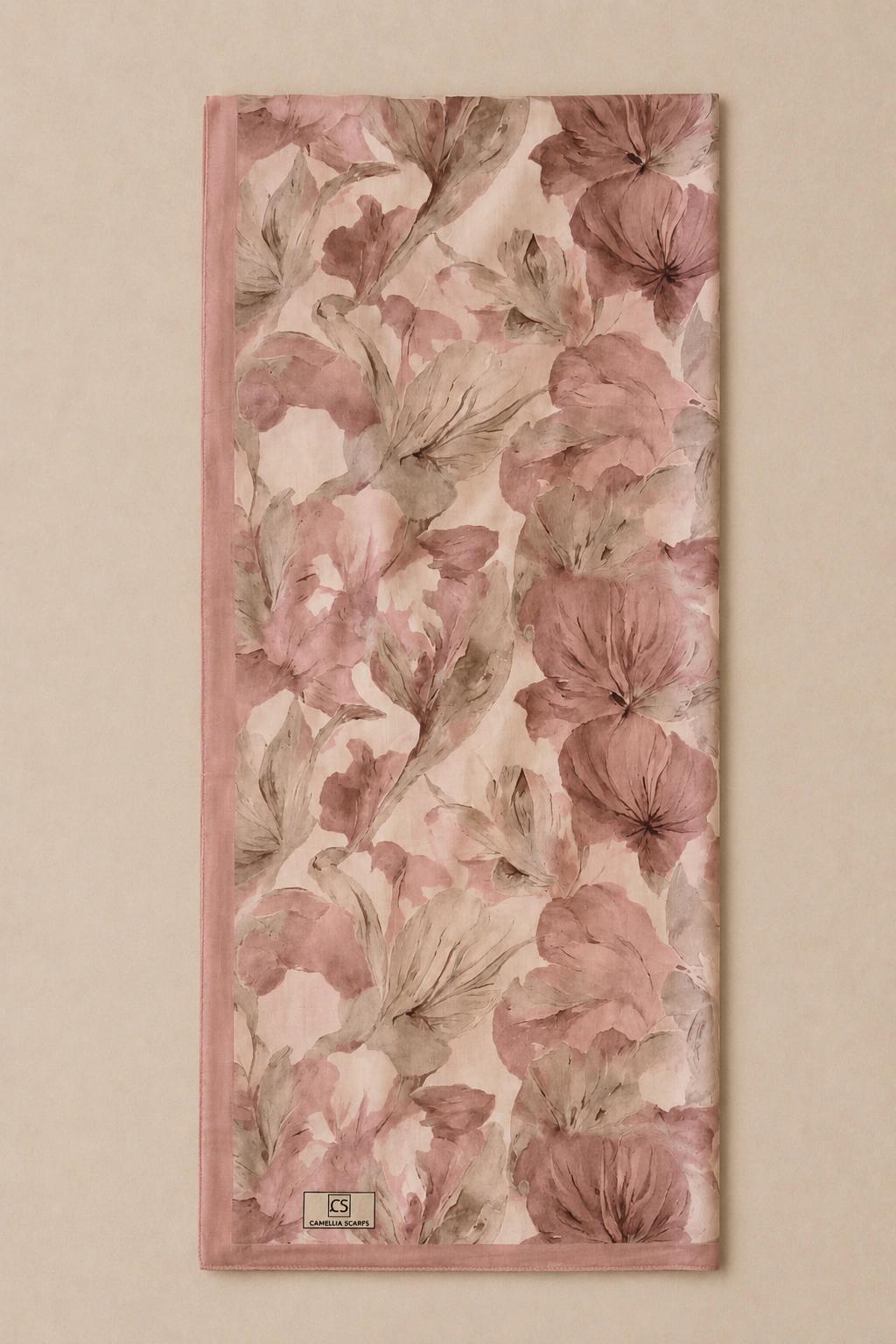 Camellia Scarf Rami Kumaş Şal - Gül Kurusu 3