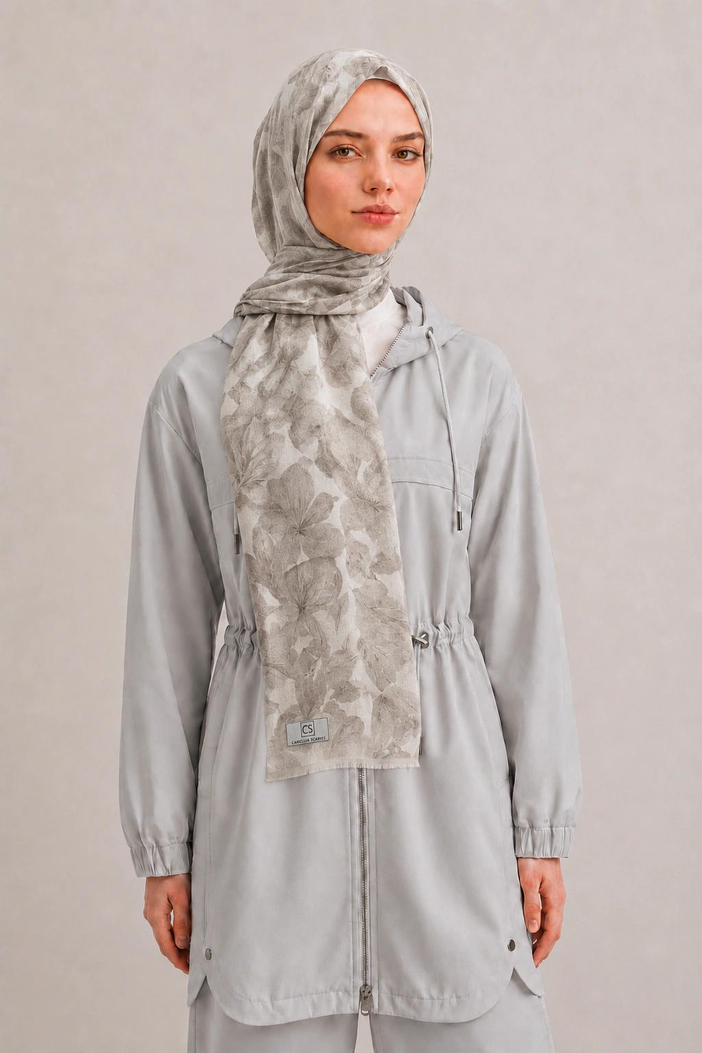 Camellia Scarf Rami Kumaş Şal - Vizon