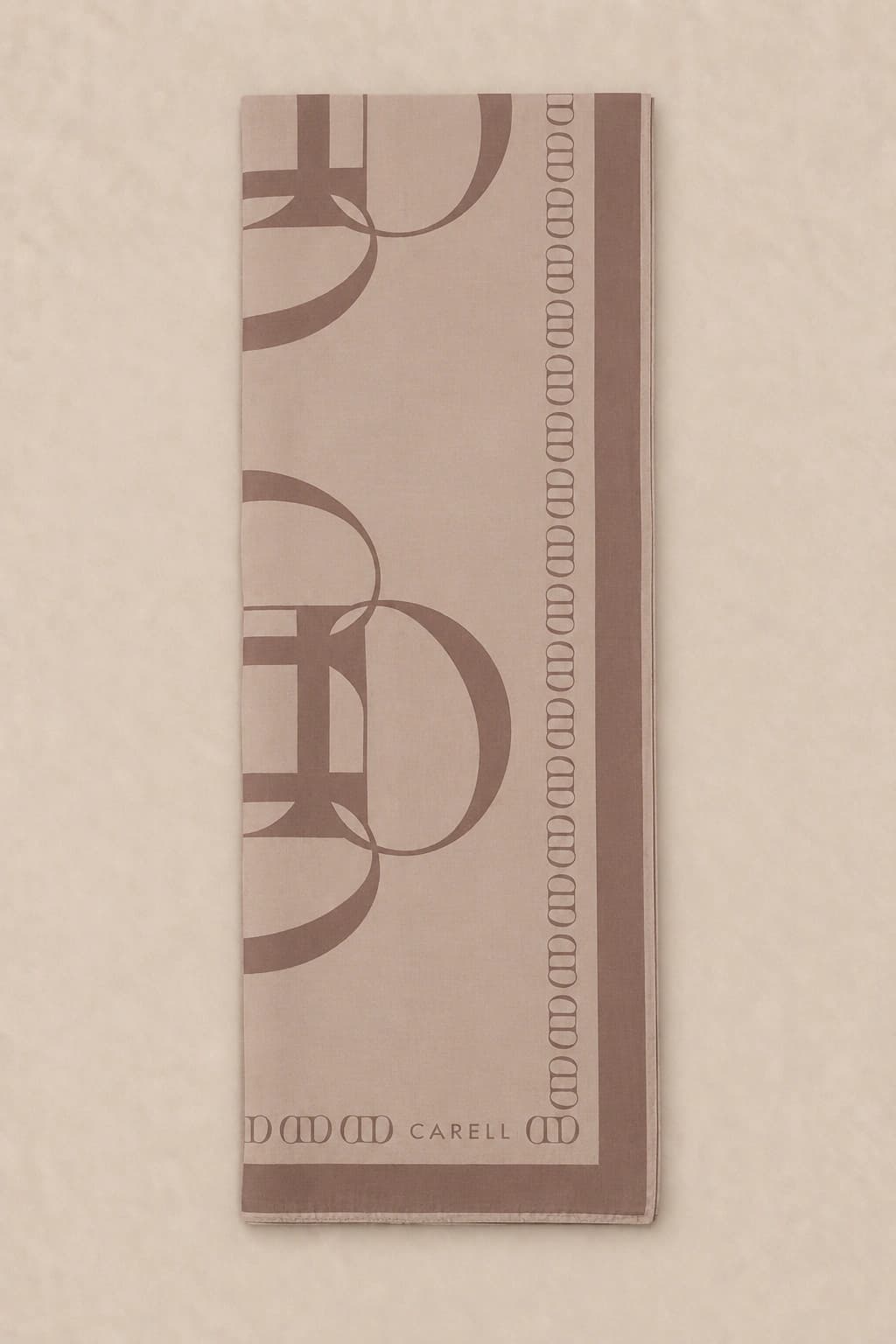 Carell Aura Monogram Floş Viskon Şal - Vizon 3