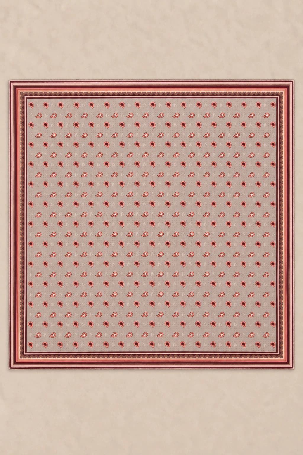 LuvénSara Monogramlı Damla Desenli Viskon Tencel Eşarp - Pembe 3