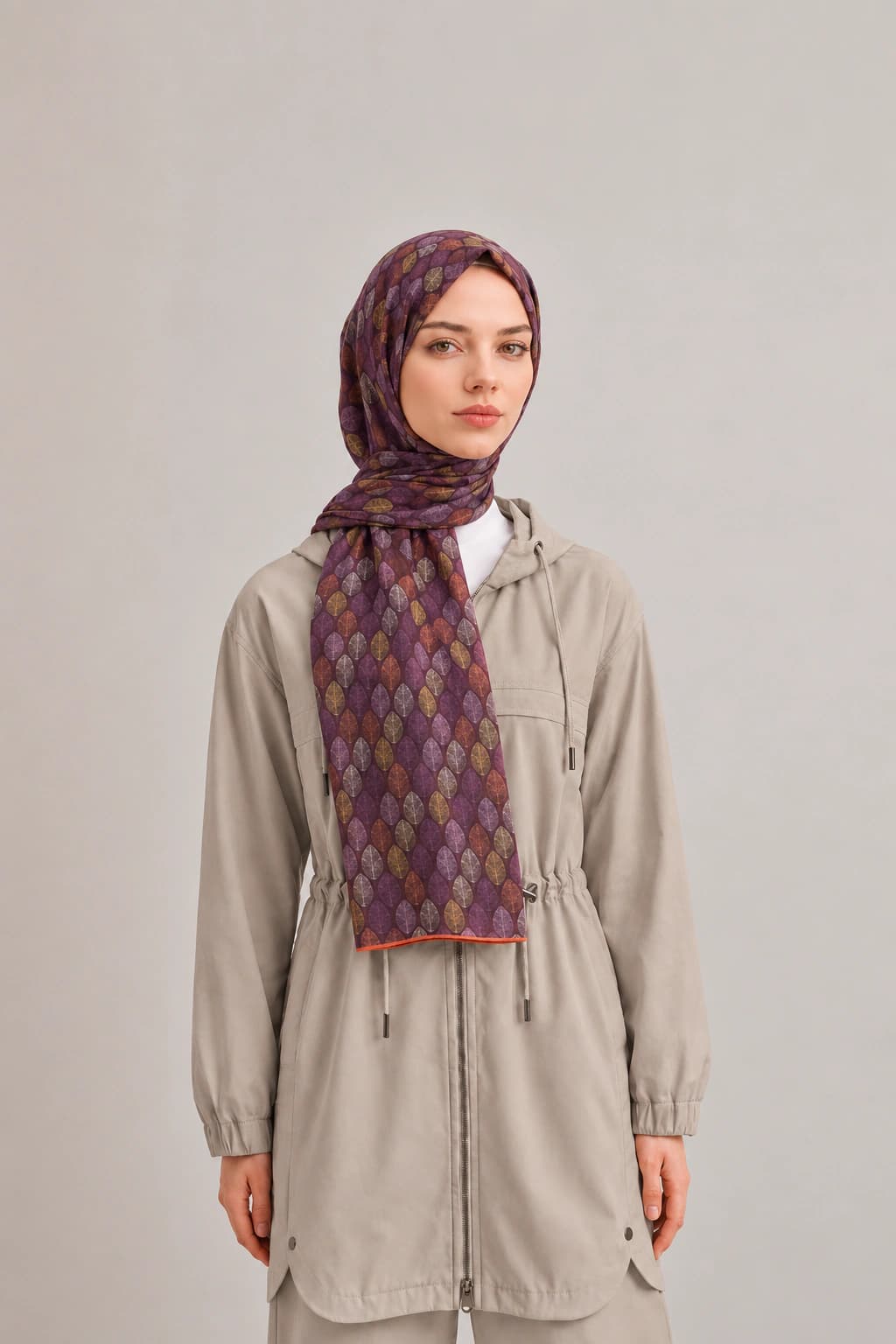 La Boutique Güz Yaz Geometrik Bambu Şal - Mor Kiremit
