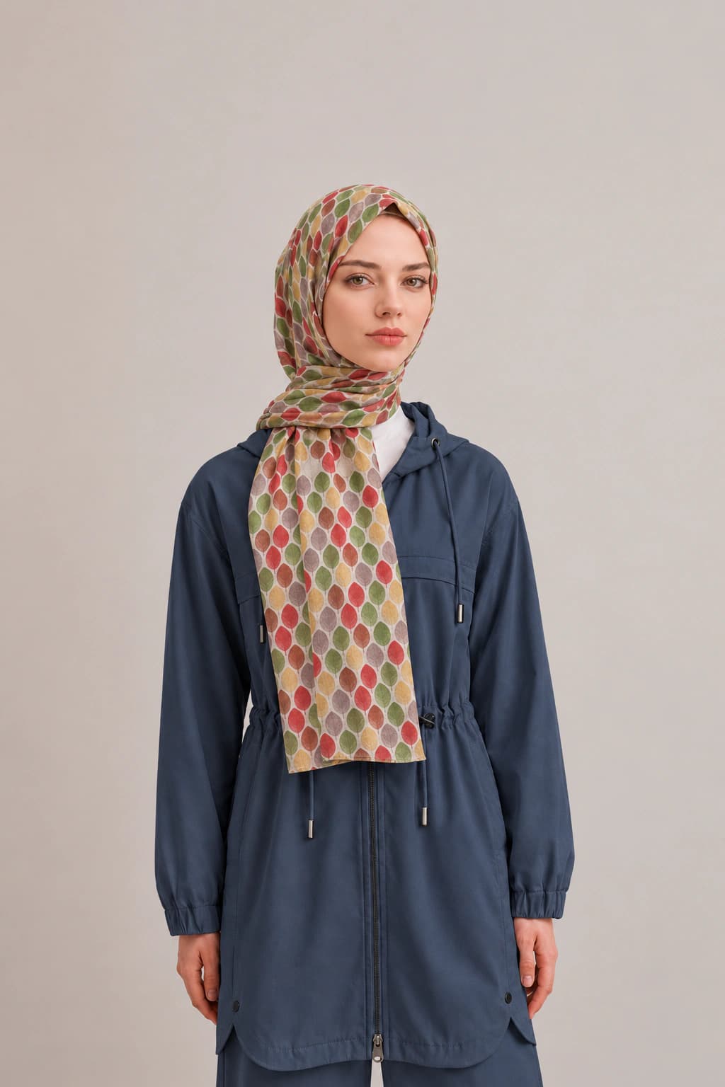 La Boutique Güz Yaz Geometrik Bambu Şal - Ekru Multi