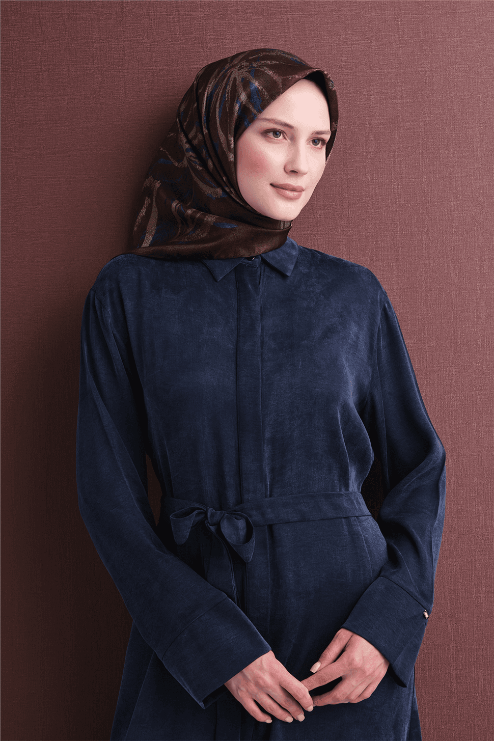 Armine Saf İpek Sura Eşarp 9600D - Kahverengi 1