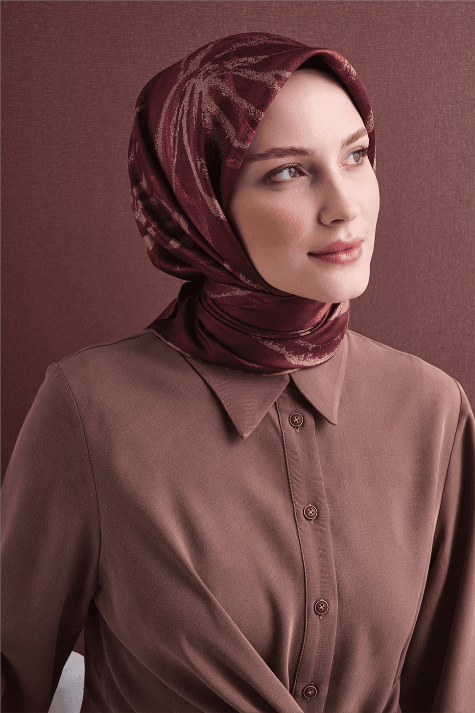 Armine Saf İpek Twill Eşarp 9600D - Bordo 2