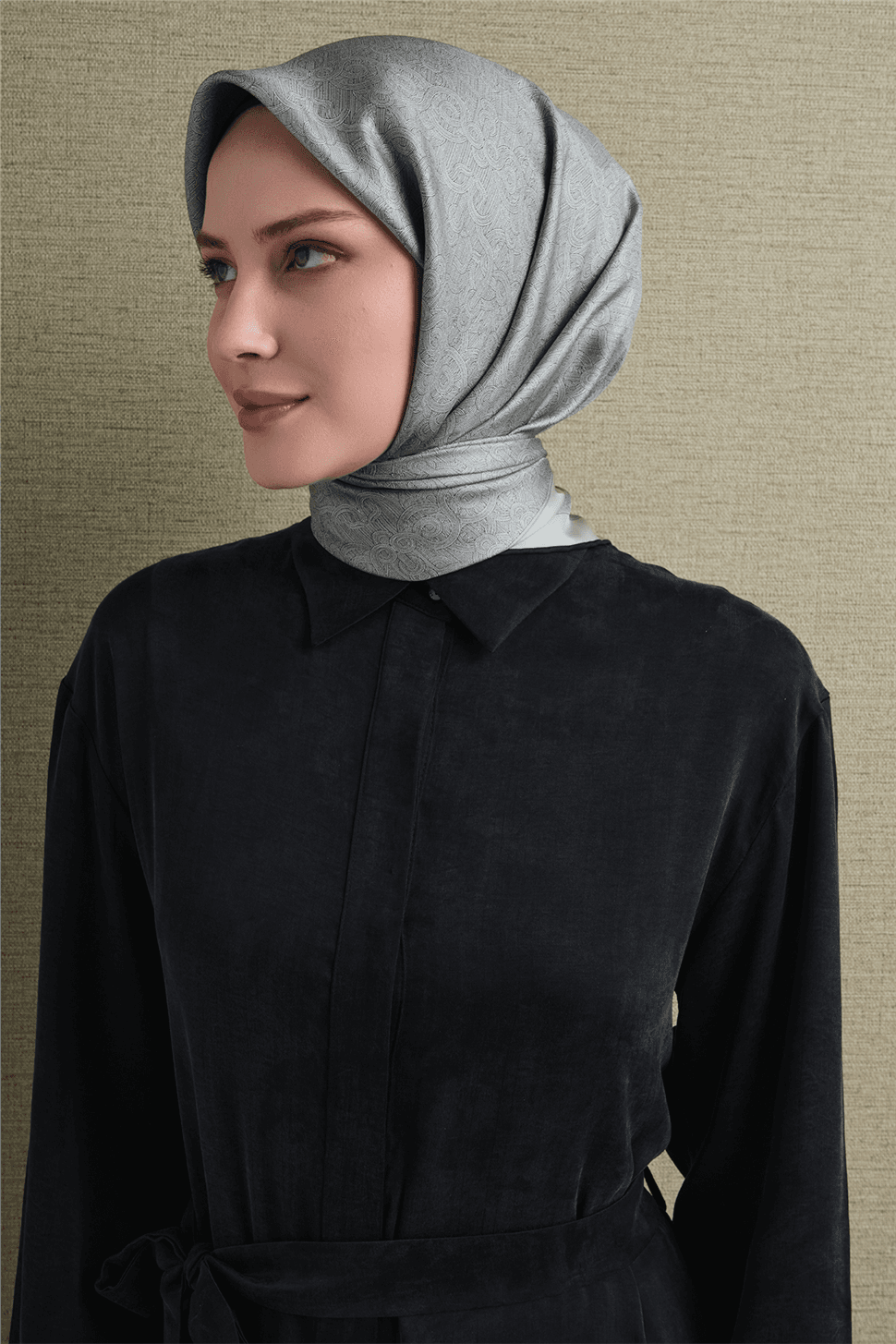 Armine Saf İpek Sura Eşarp 9601D - Açık Gri 3