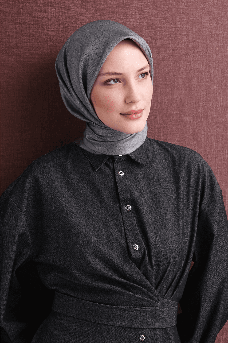 Armine Saf İpek Sura Eşarp 9601D - Gri 2