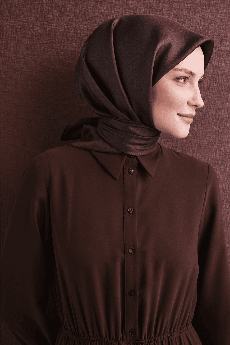 Armine Saf İpek Sura Eşarp 9601D - Kahverengi 5