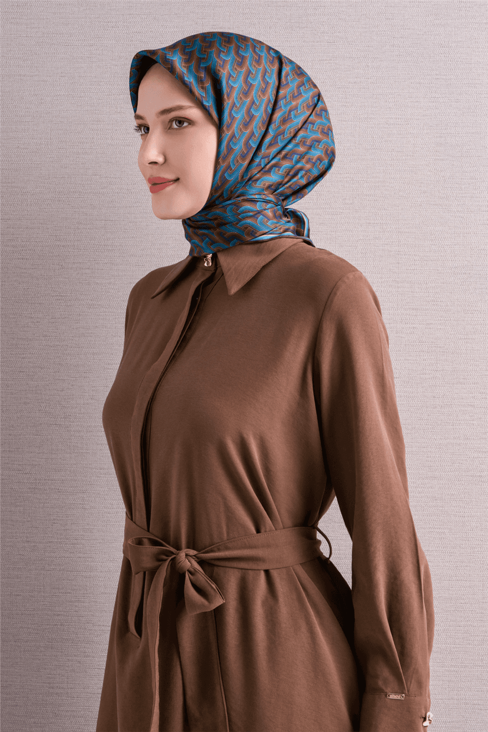 Armine Saf İpek Twill Eşarp 9604D - Mavi 2