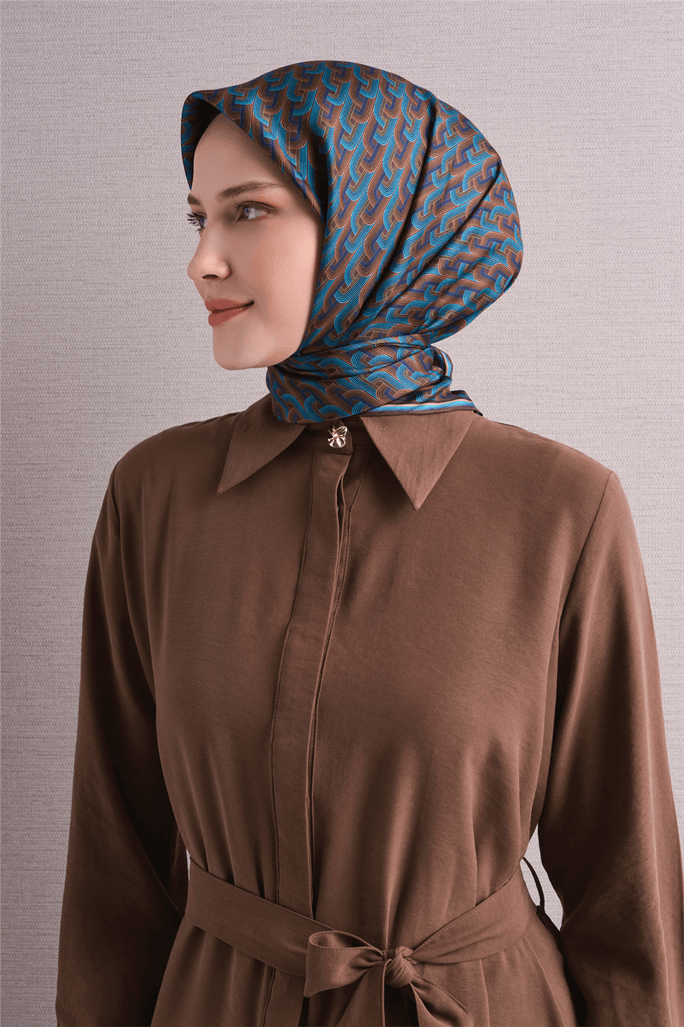 Armine Saf İpek Twill Eşarp 9604D - Mavi 3