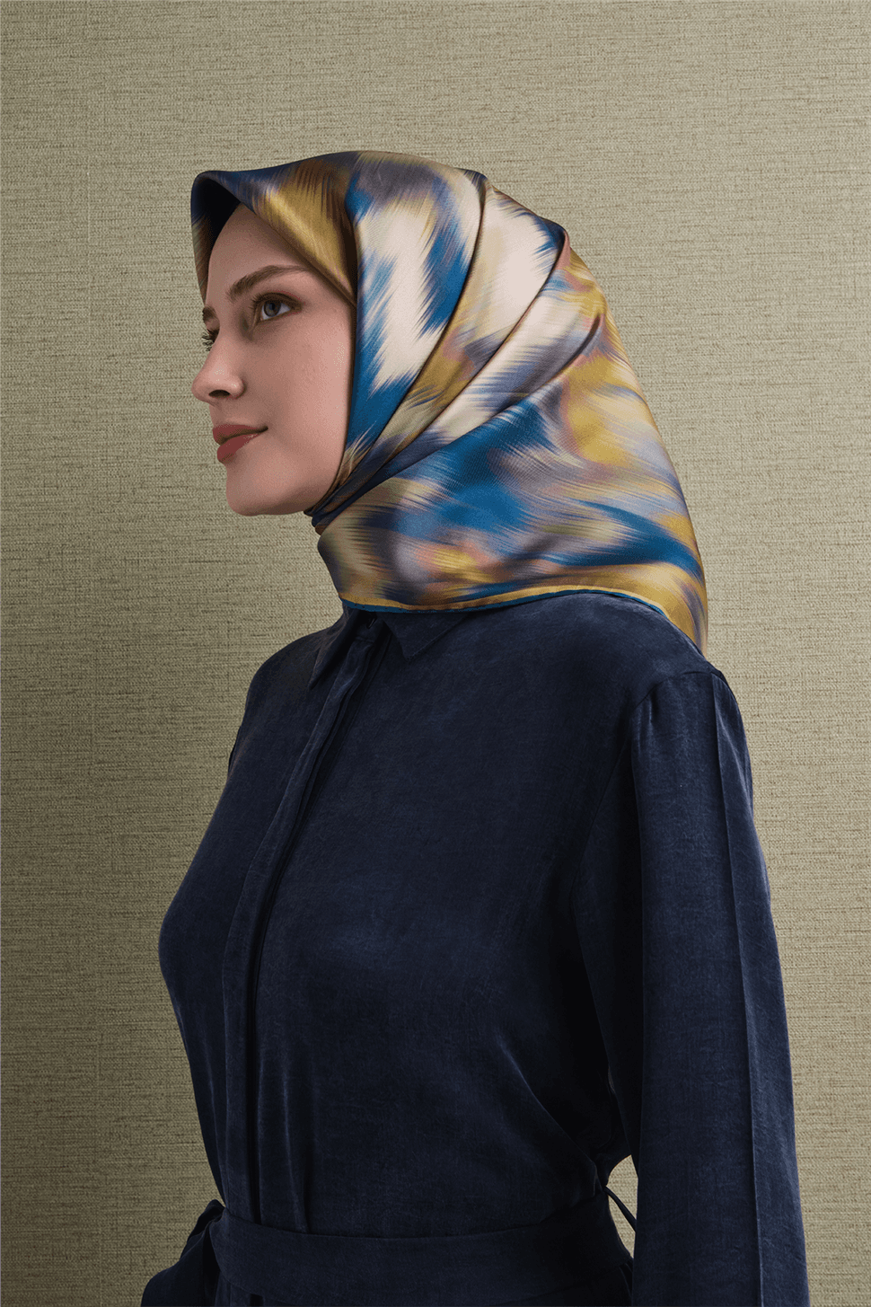 Armine Saf İpek Sura Eşarp 9605D - Mavi 3