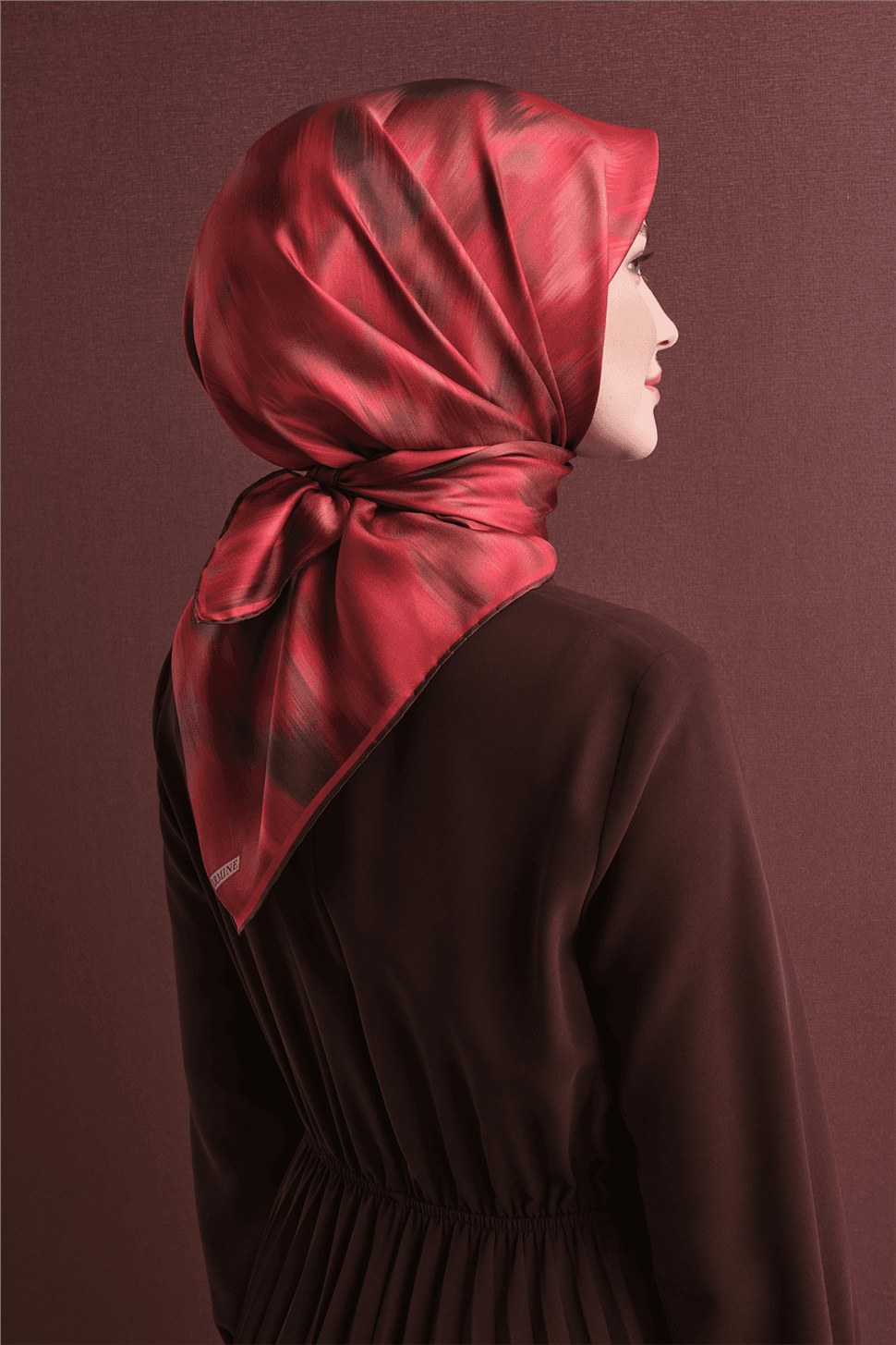 Armine Saf İpek Twill Eşarp 9605D - Kırmızı 4