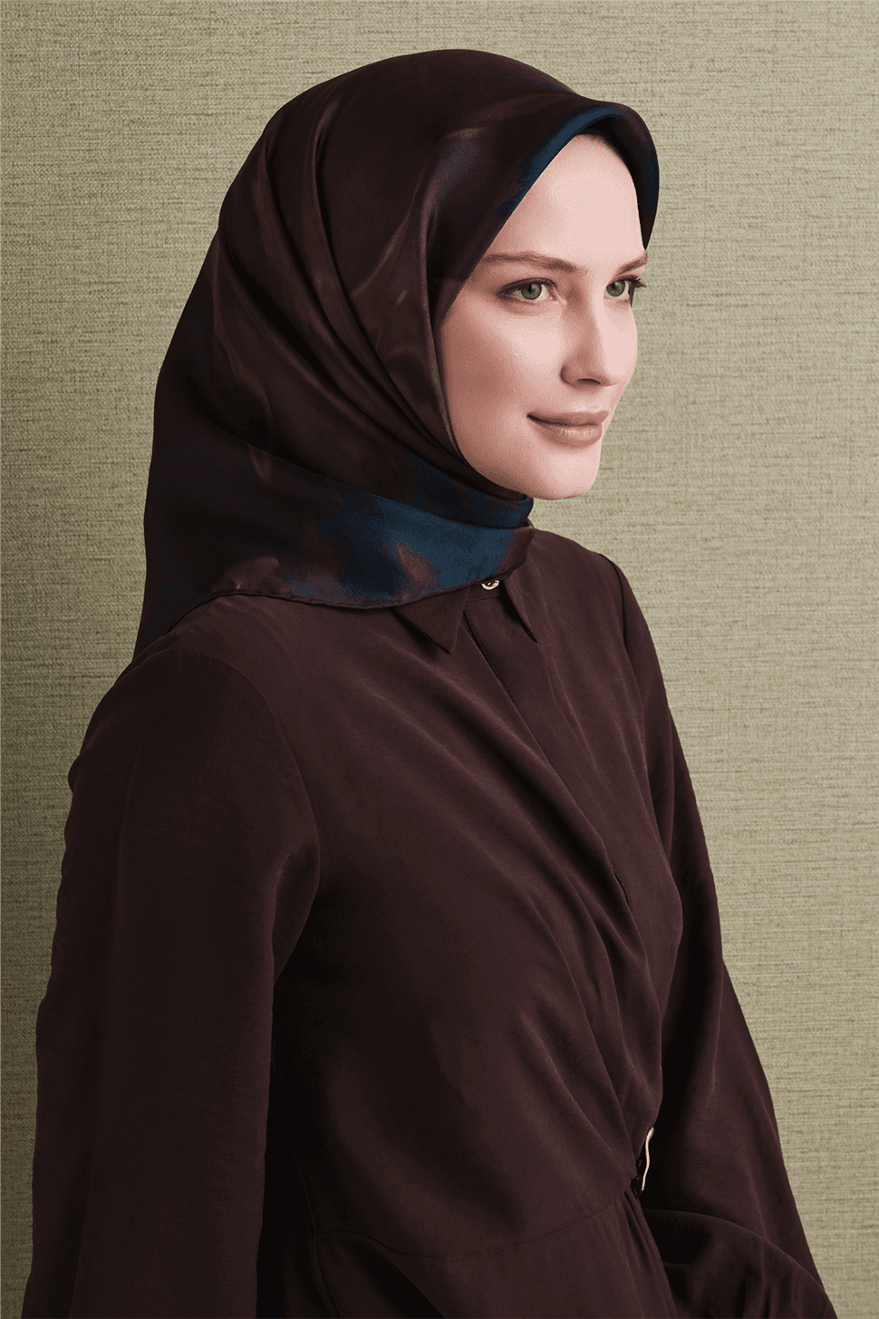 Armine Saf İpek Sura Eşarp 9606D - Kahverengi 2