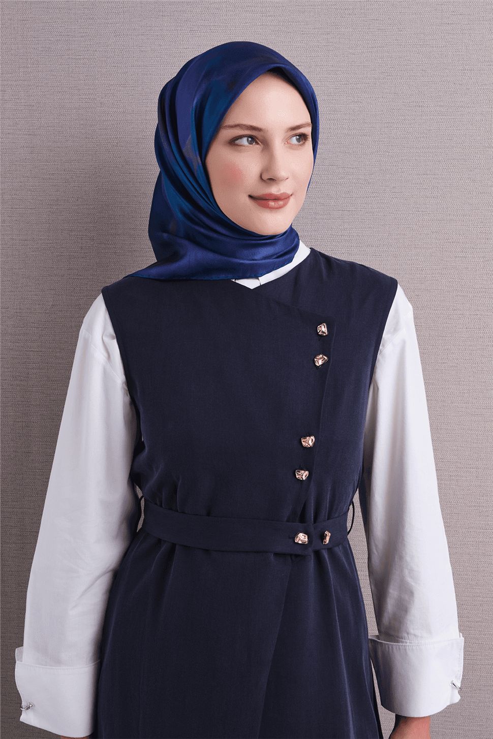 Armine Saf İpek Twill Eşarp 9606D - Mavi 1