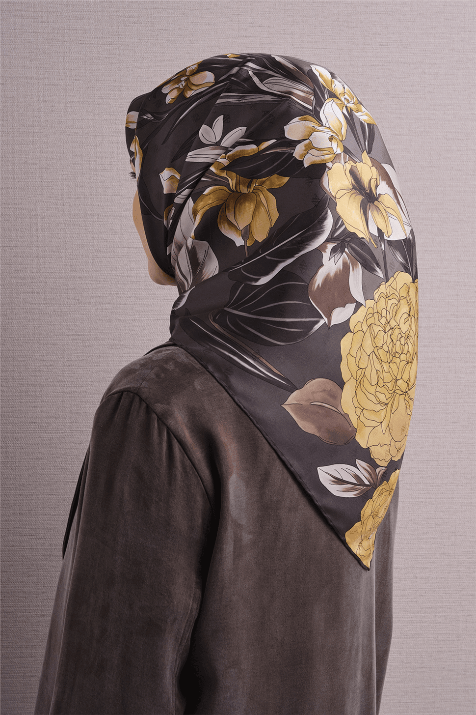 Armine Jakarlı İpek Eşarp 9608D - Gri 4