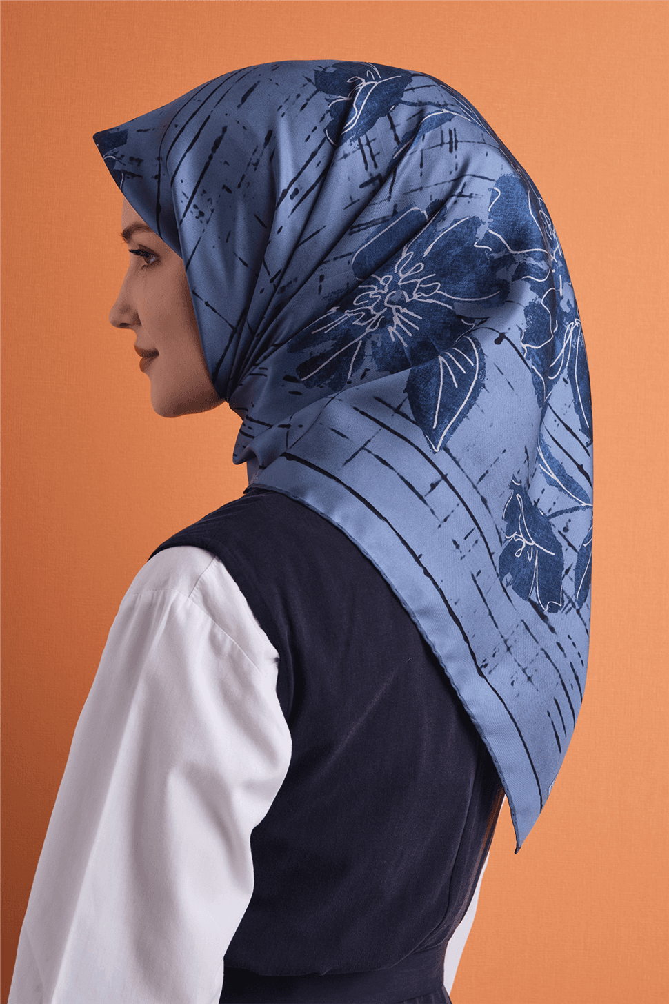 Armine Saf İpek Sura Eşarp 9617D - Mavi 4