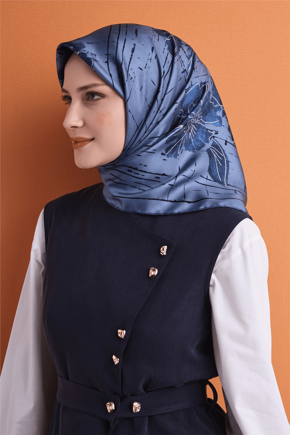 Armine Saf İpek Sura Eşarp 9617D - Mavi 3