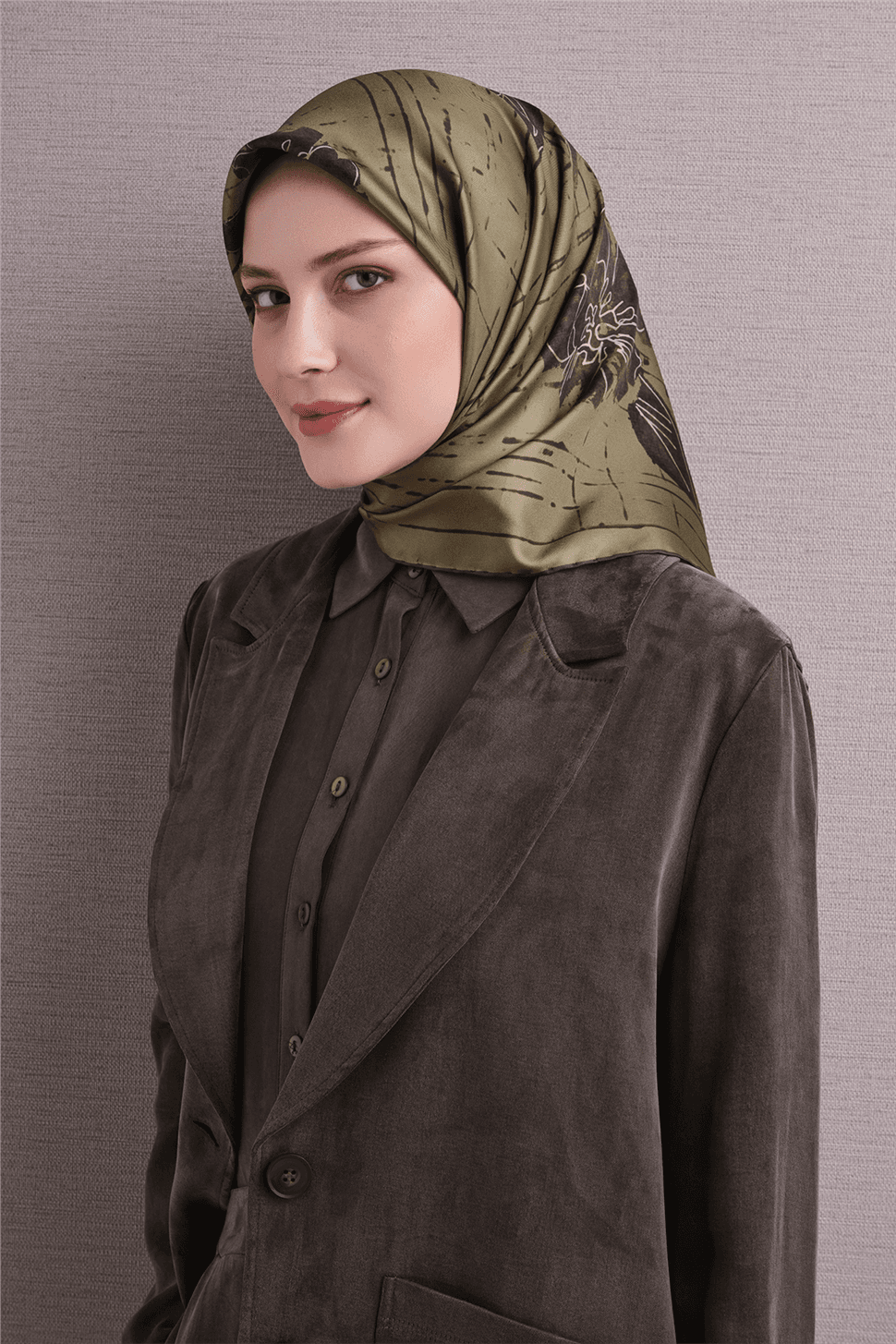Armine Saf İpek Twill Eşarp 9617D - Yeşil 2