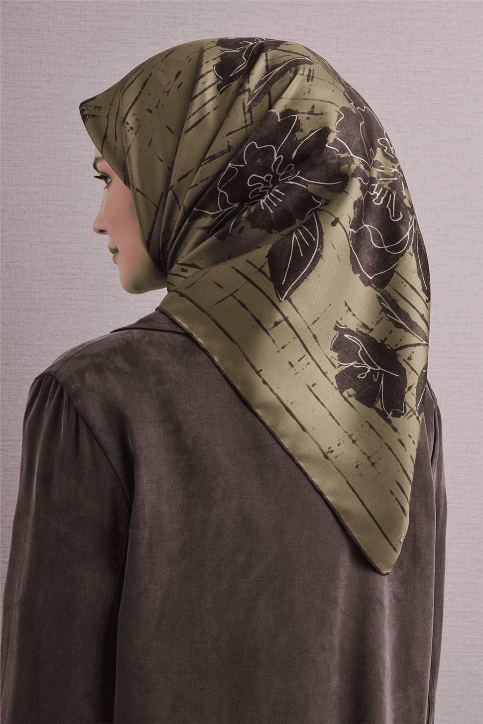 Armine Saf İpek Twill Eşarp 9617D - Yeşil 4