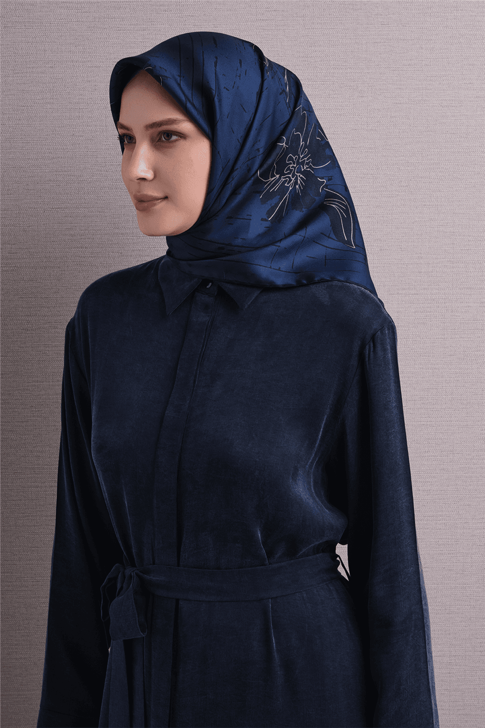 Armine Saf İpek Twill Eşarp 9617D - Mavi 1