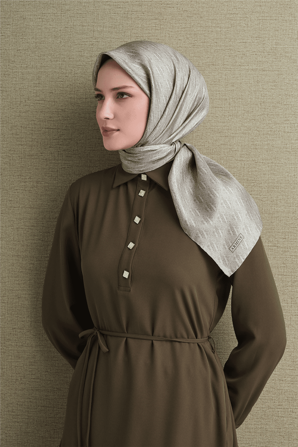 Armine Saf İpek Sura Eşarp 9625D - Gri 1