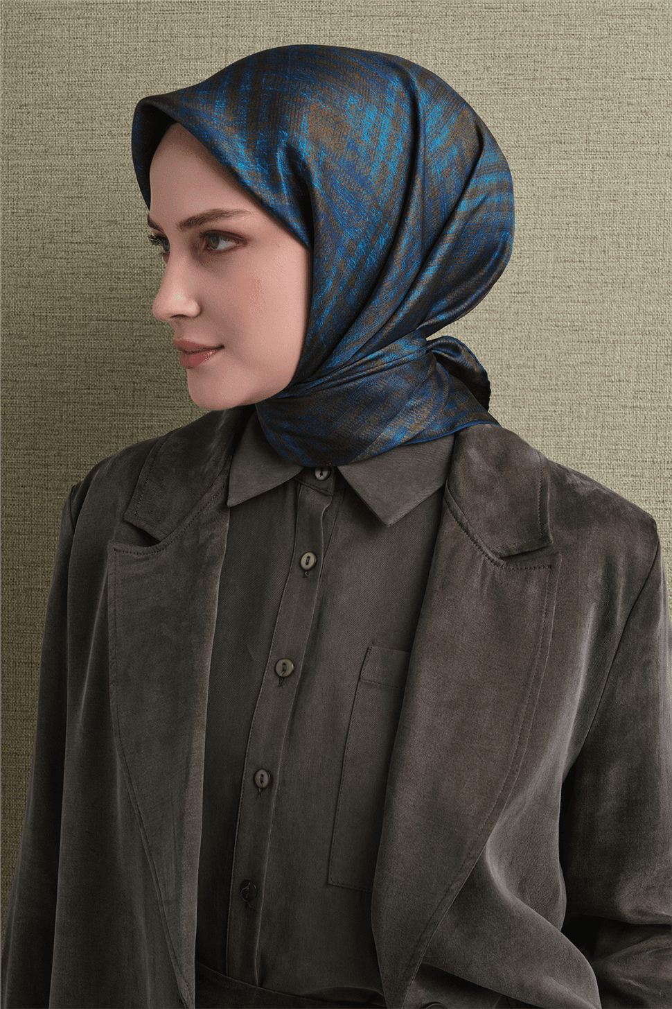 Armine Saf İpek Sura Eşarp 9628D - Mavi 2