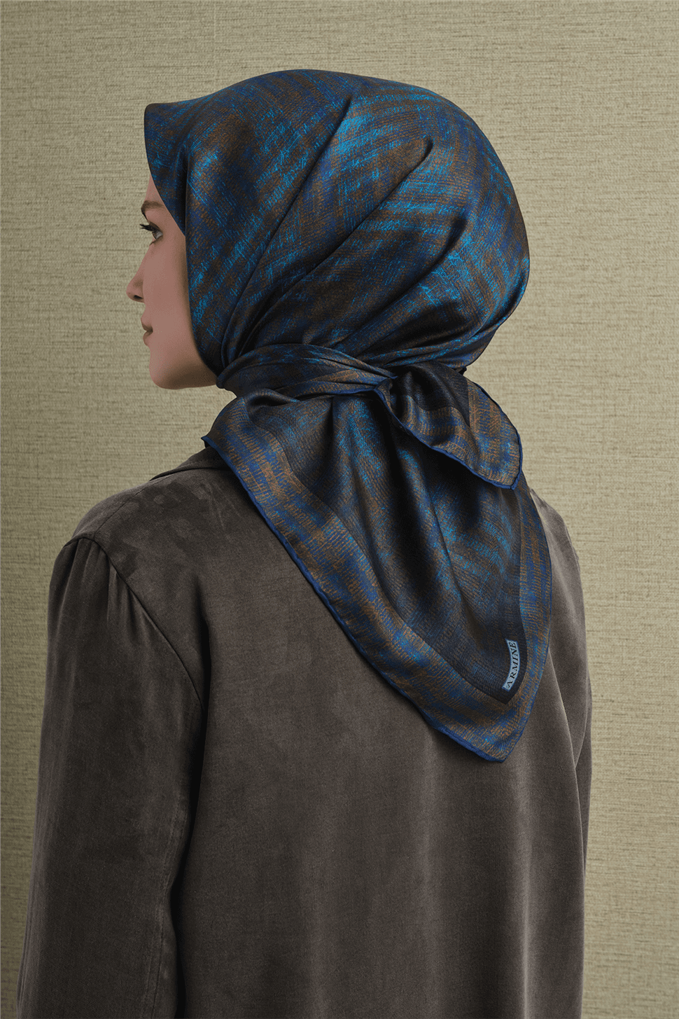 Armine Saf İpek Sura Eşarp 9628D - Mavi 4