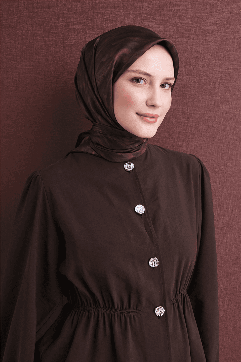 Armine Saf İpek Sura Eşarp 9630D - Kahverengi 3