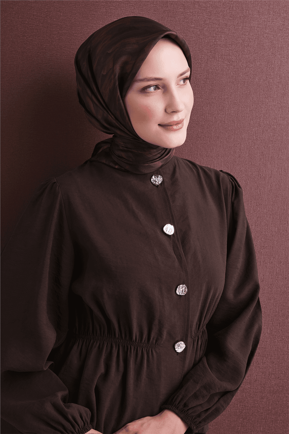 Armine Saf İpek Sura Eşarp 9630D - Kahverengi 5