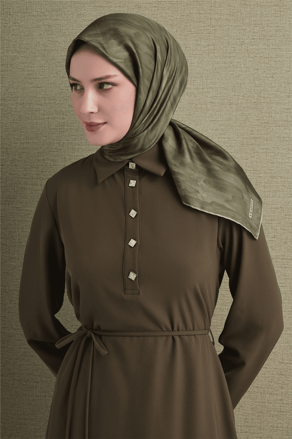 Armine Saf İpek Sura Eşarp 9630D - Yeşil 1