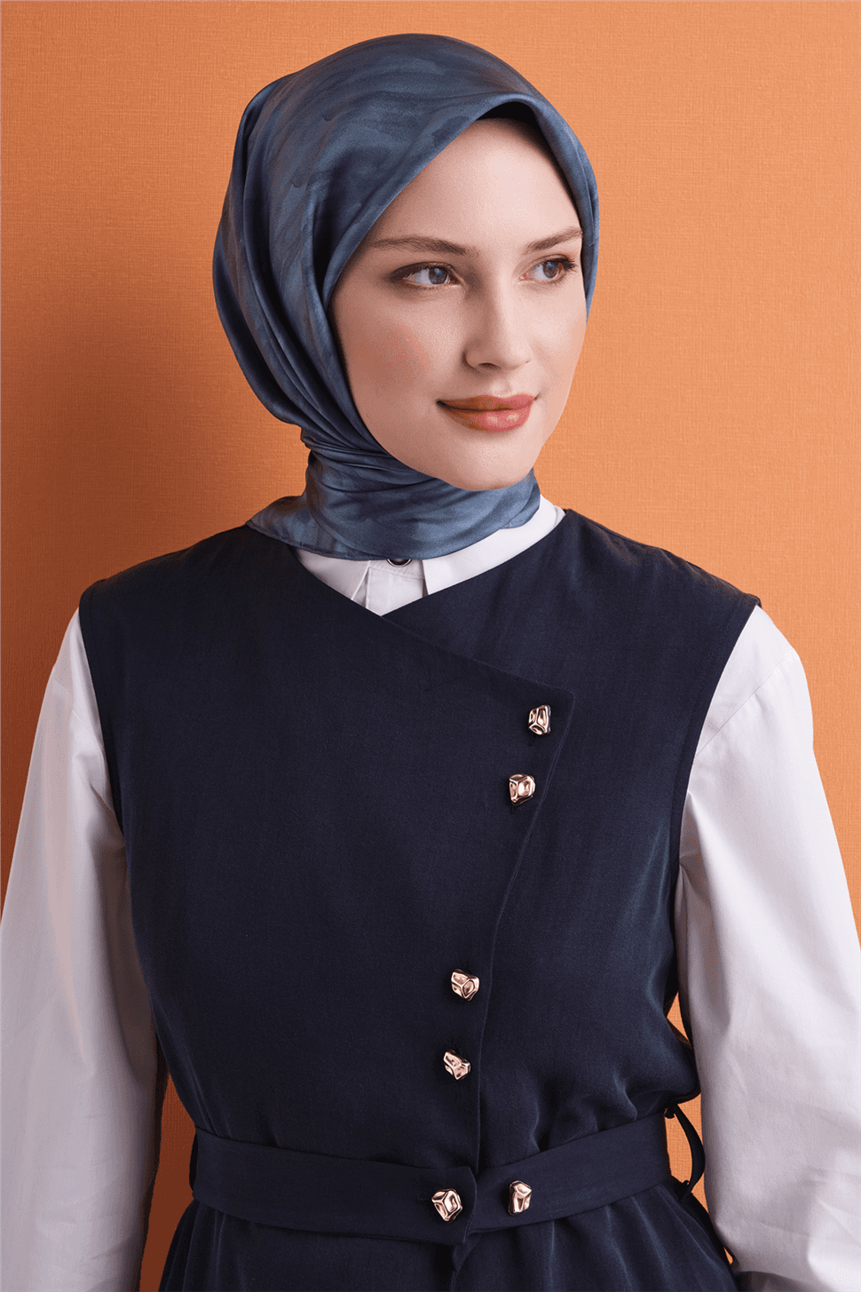 Armine Saf İpek Sura Eşarp 9630D - Mavi 4