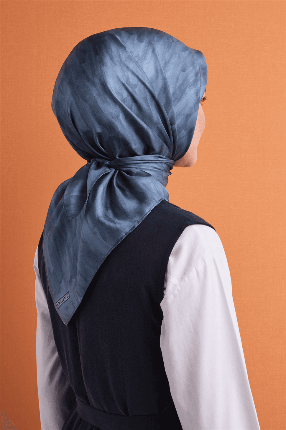 Armine Saf İpek Sura Eşarp 9630D - Mavi 5