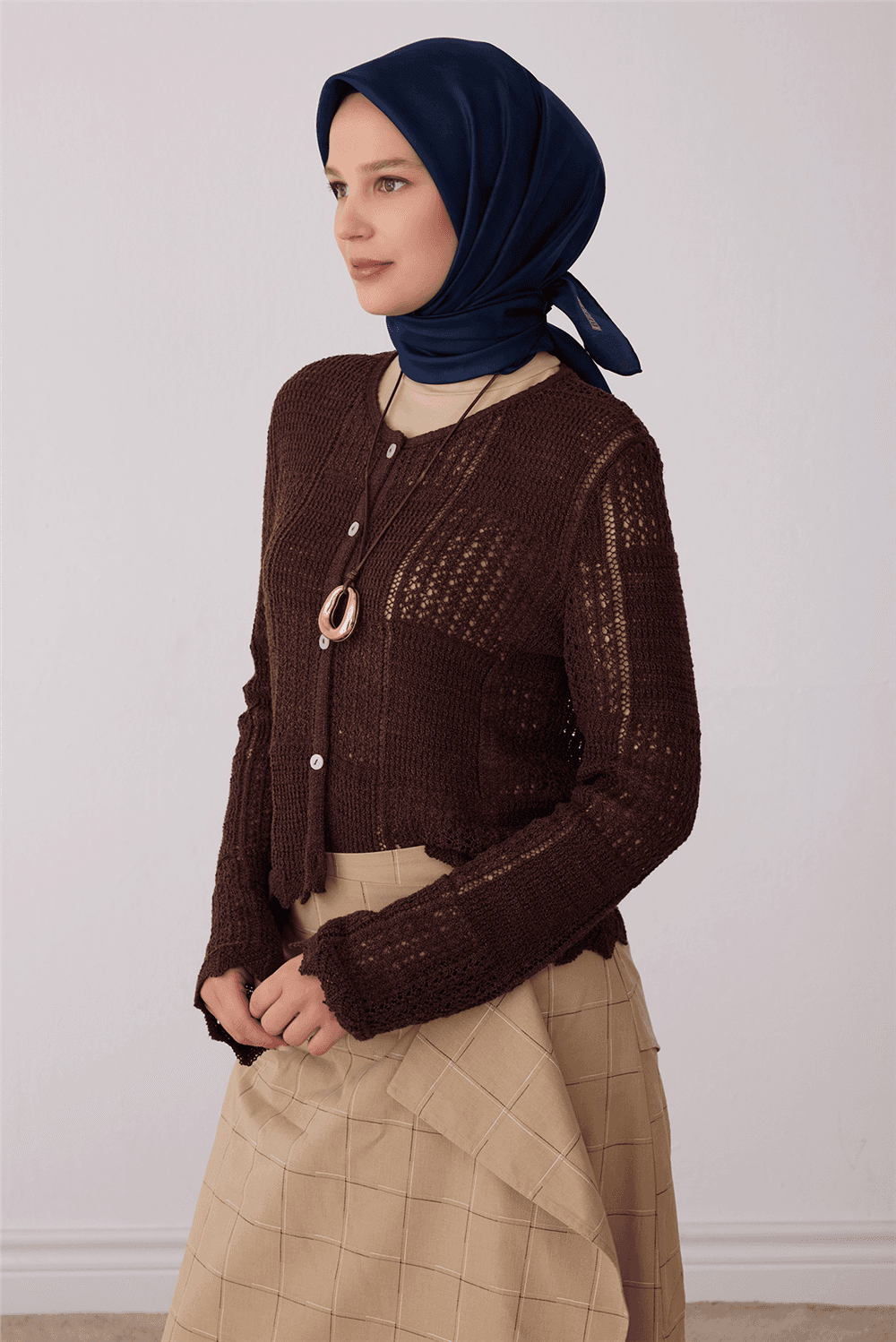 Belli %100 Twill İpek Eşarp 4428D - Lacivert