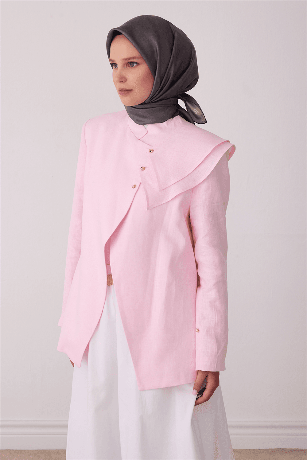 Belli %100 Twill İpek Eşarp 4428D - Gri
