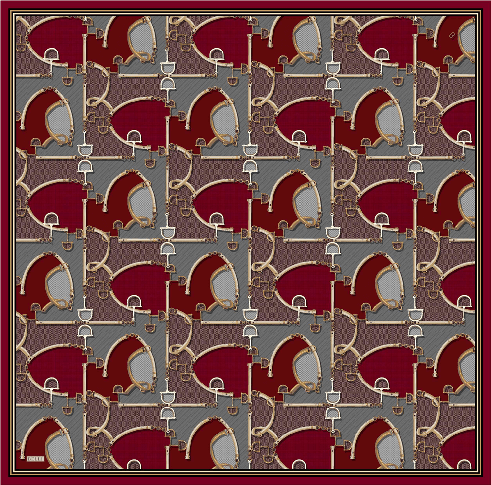 Belli %100 Twill İpek Eşarp 4400D - Kırmızı 3