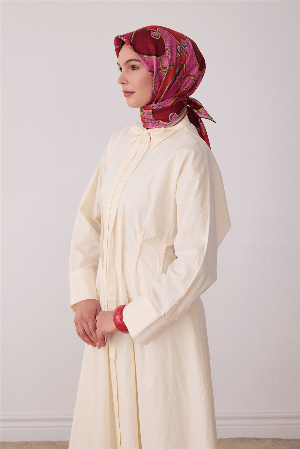 Belli %100 Twill İpek Eşarp 4400D - Pembe