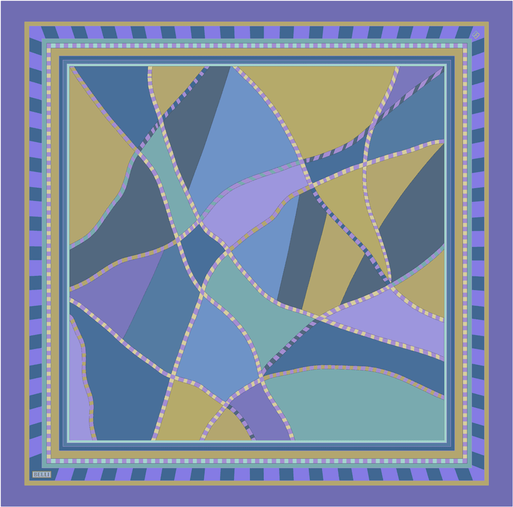Belli %100 Twill İpek Eşarp 4419D - Mavi 3