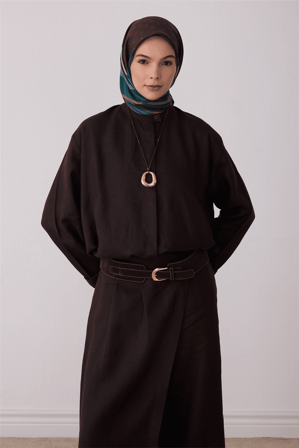 Belli %100 Twill İpek Eşarp 4423D - Mavi