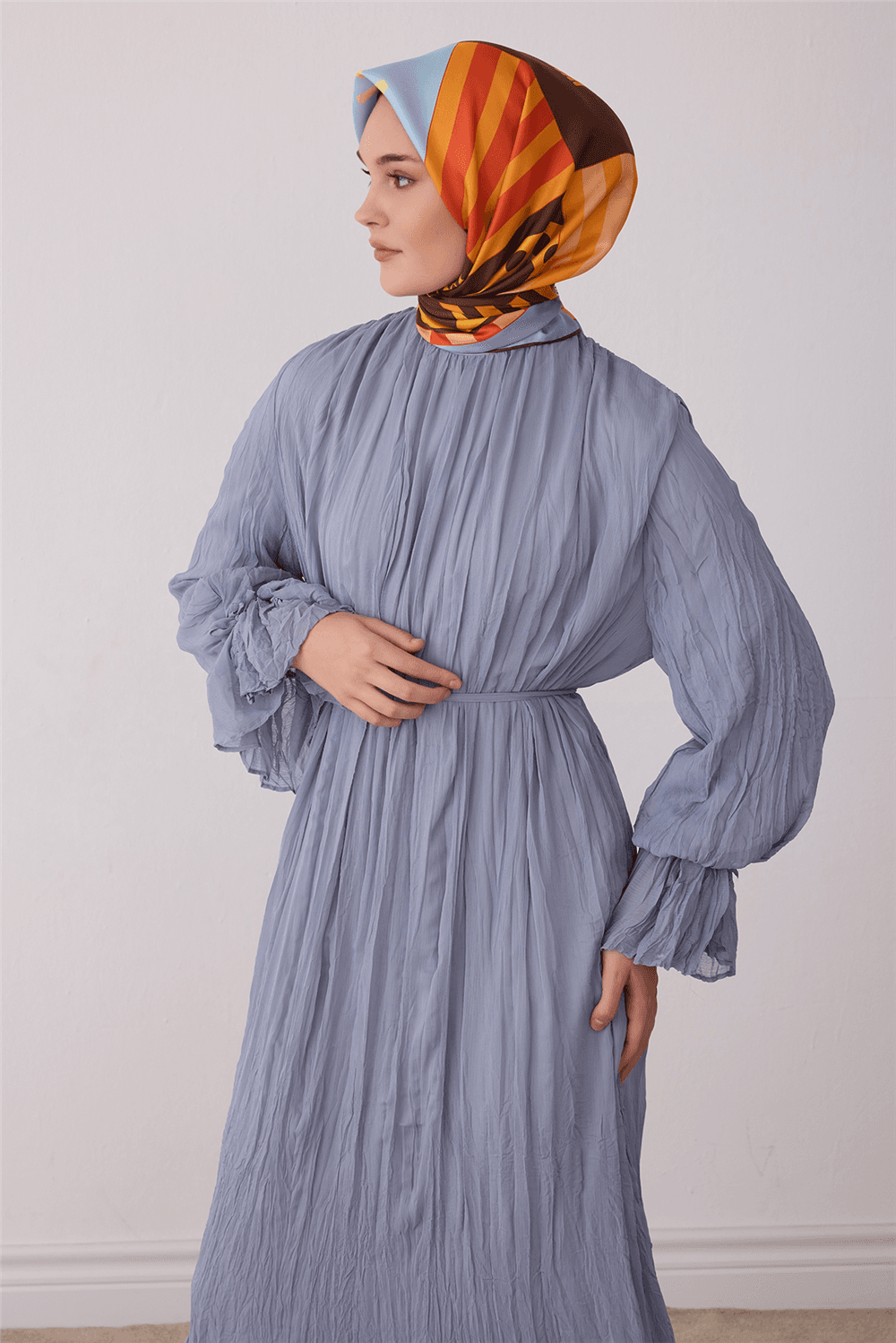 Belli %100 Twill İpek Eşarp 4409D - Turuncu