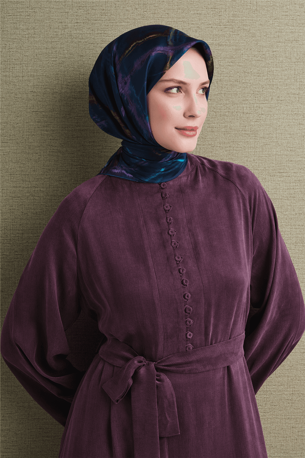 Armine Saf İpek Twill Eşarp 9602D - Lacivert 1