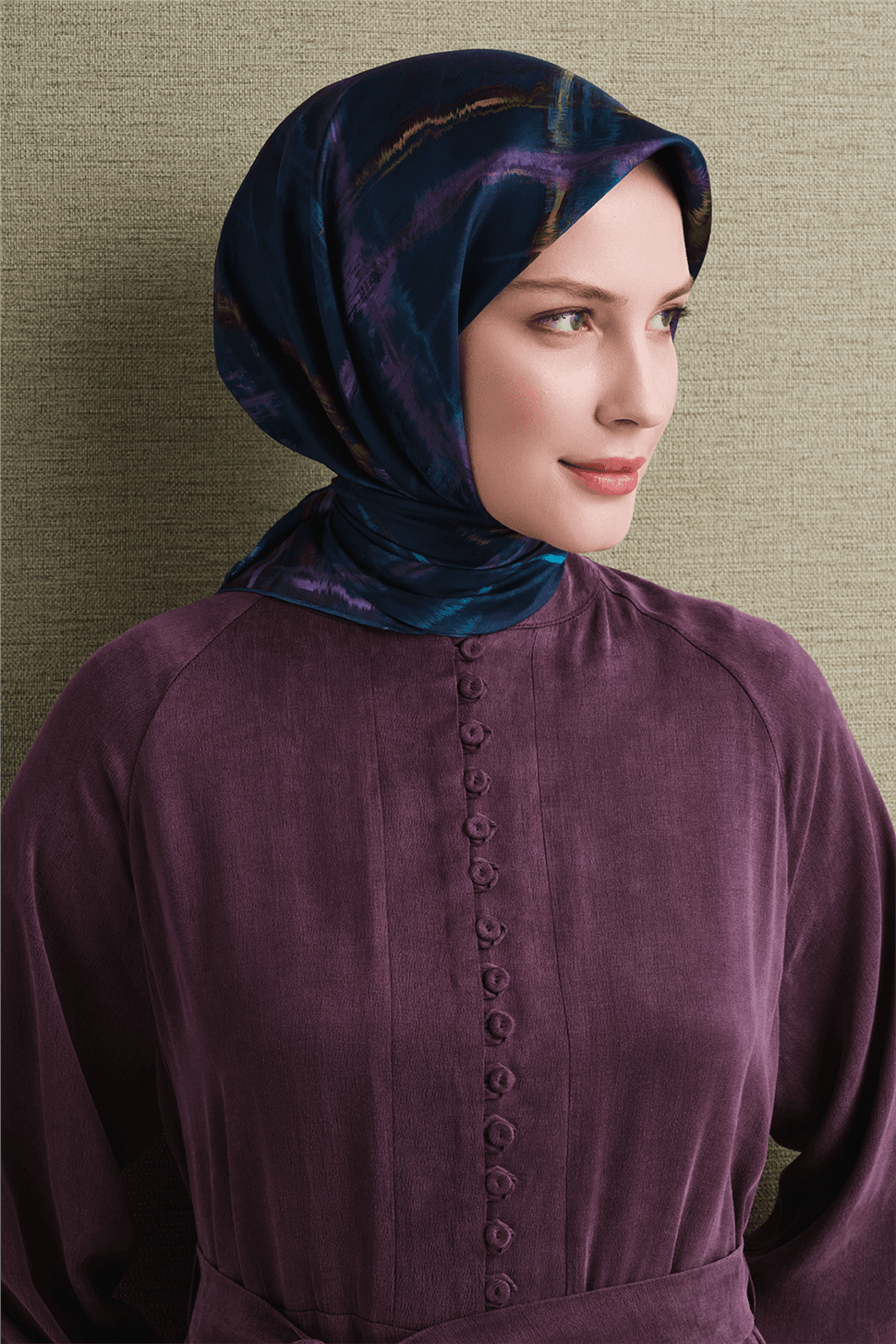 Armine Saf İpek Twill Eşarp 9602D - Lacivert 2